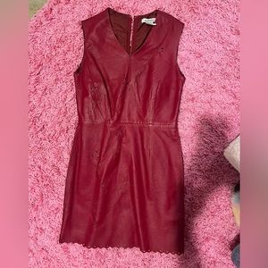 Vintage 90s Red Leather Mini Dress with cutout details